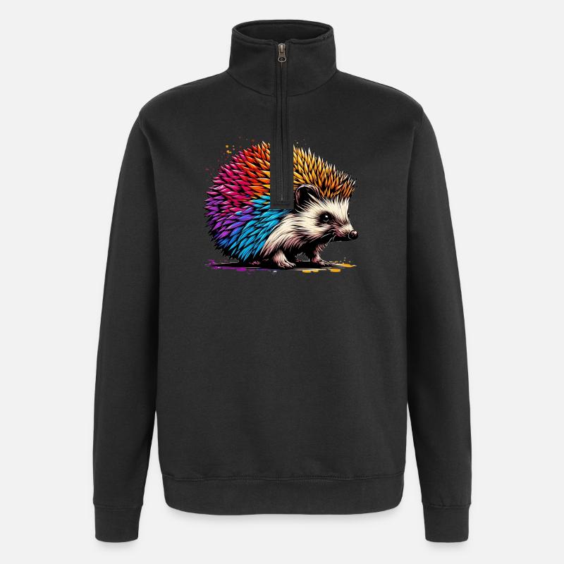 Hedgehog - Quarter-Zip Sweatshirt - black
