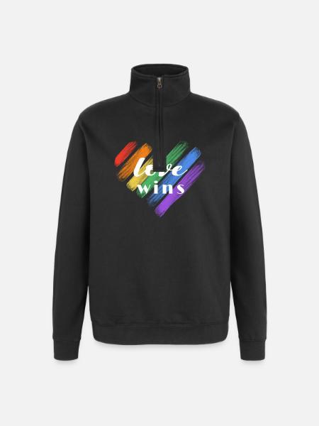Liebe gewinnt – Regenbogenfarben - Quarter-Zip-Sweatshirt - Schwarz
