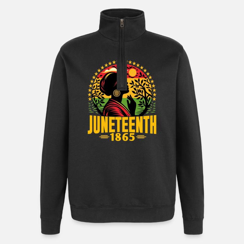 Juneteenth: 19. Juni 1865, Freiheit - Quarter-Zip-Sweatshirt - Schwarz