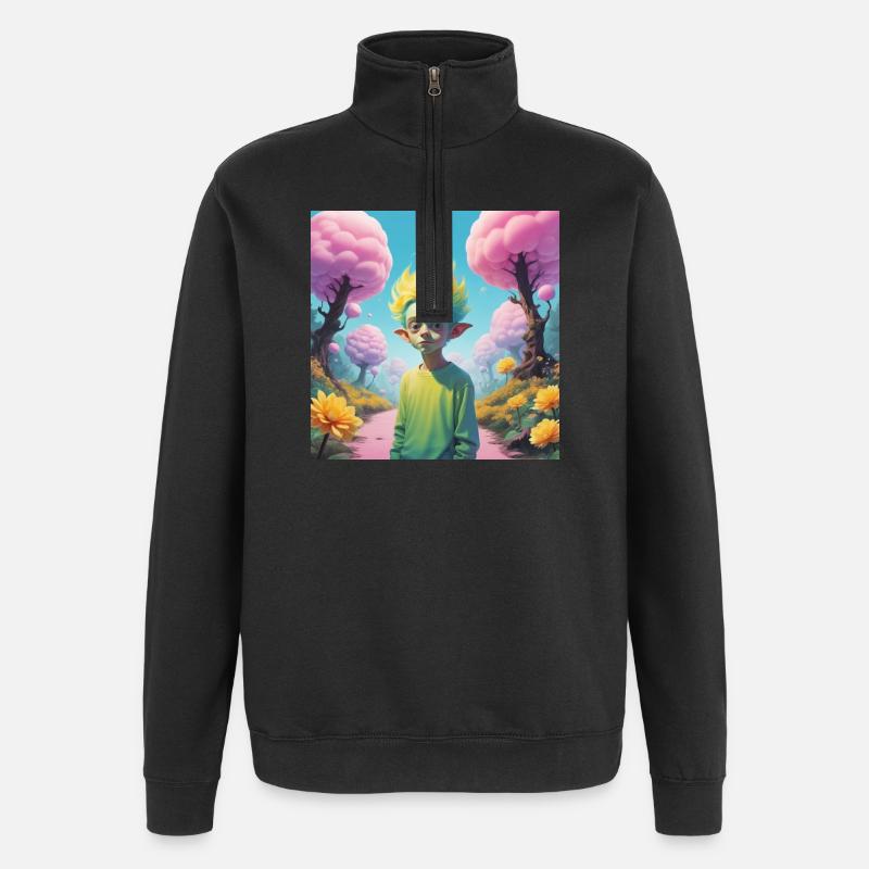Lutin - Sweat à zip 1/4 - noir