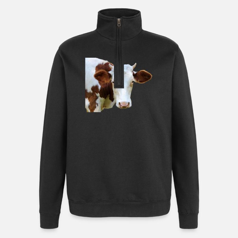 Tête de vache - Sweat à zip 1/4 - noir