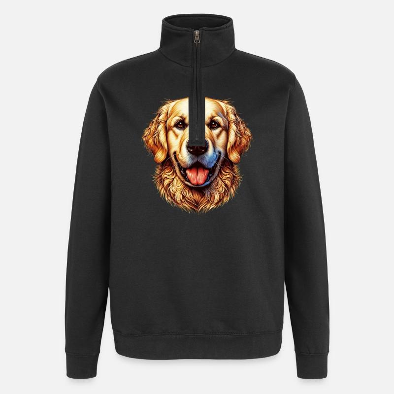 Chien Labrador Golden Retriever - Sweat à zip 1/4 - noir