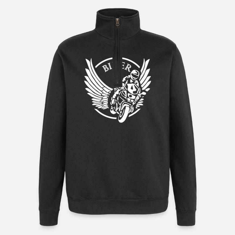 Winged Biker Kreislogo - Quarter-Zip-Sweatshirt - Schwarz