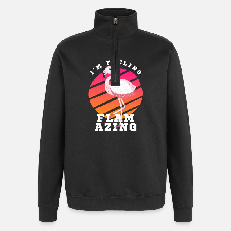 Flamingo Sunset Retro Funny Quote - Quarter-Zip Sweatshirt - black