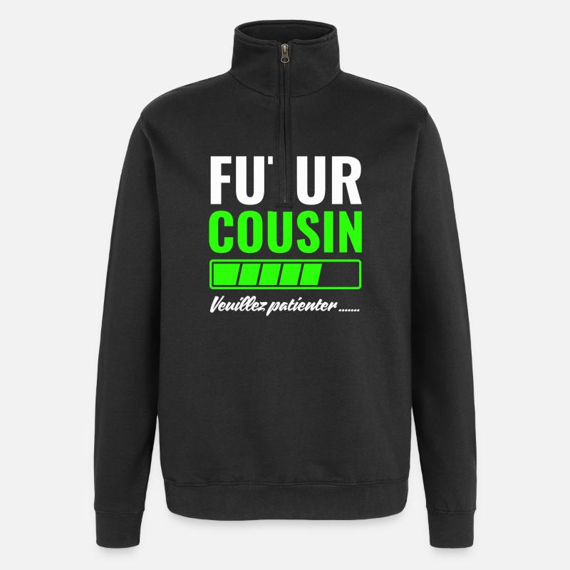 Future cousin please wait - Quarter-Zip Sweatshirt - black