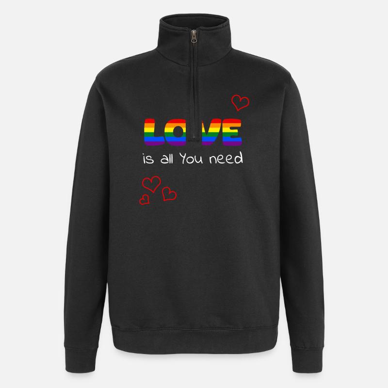 Regenbogenliebe: Love ist alles - Quarter-Zip-Sweatshirt - Schwarz