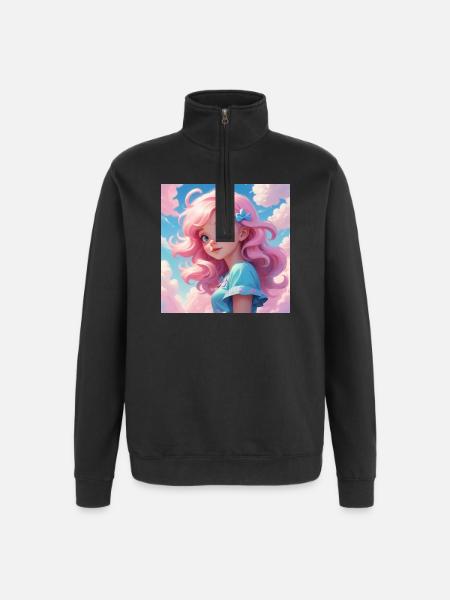 Fille - Sweat à zip 1/4 - noir