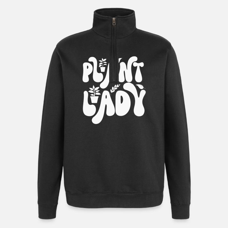 Pflanzen - Quarter-Zip-Sweatshirt - Schwarz