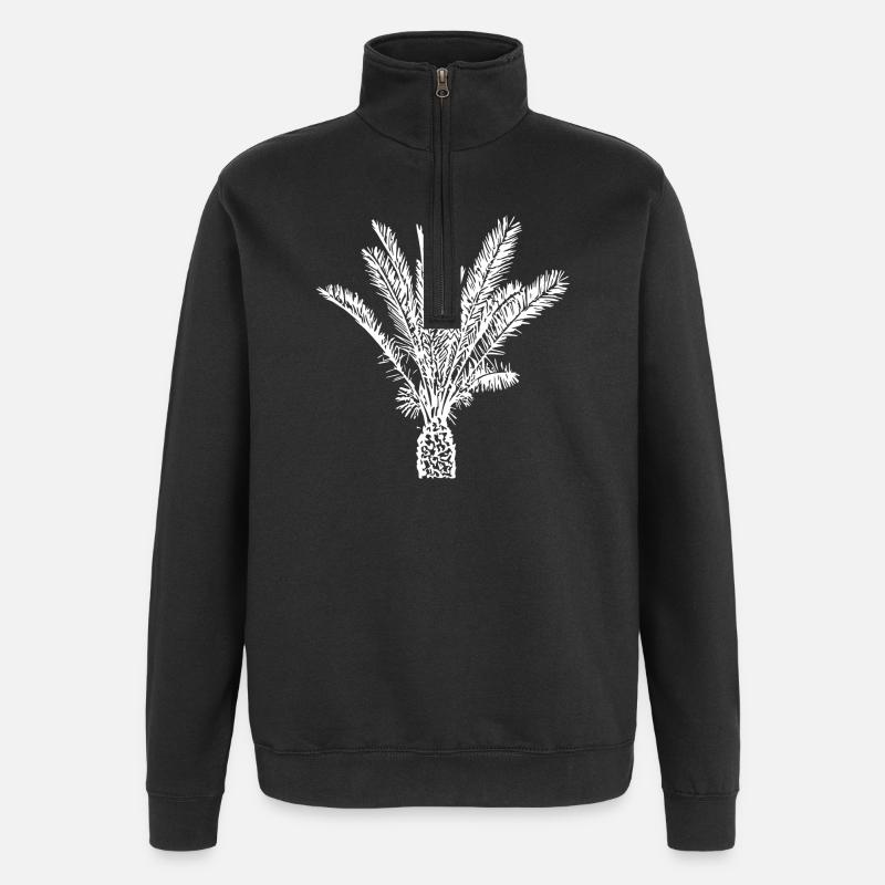 Palm Tree White - Quarter-Zip Sweatshirt - black