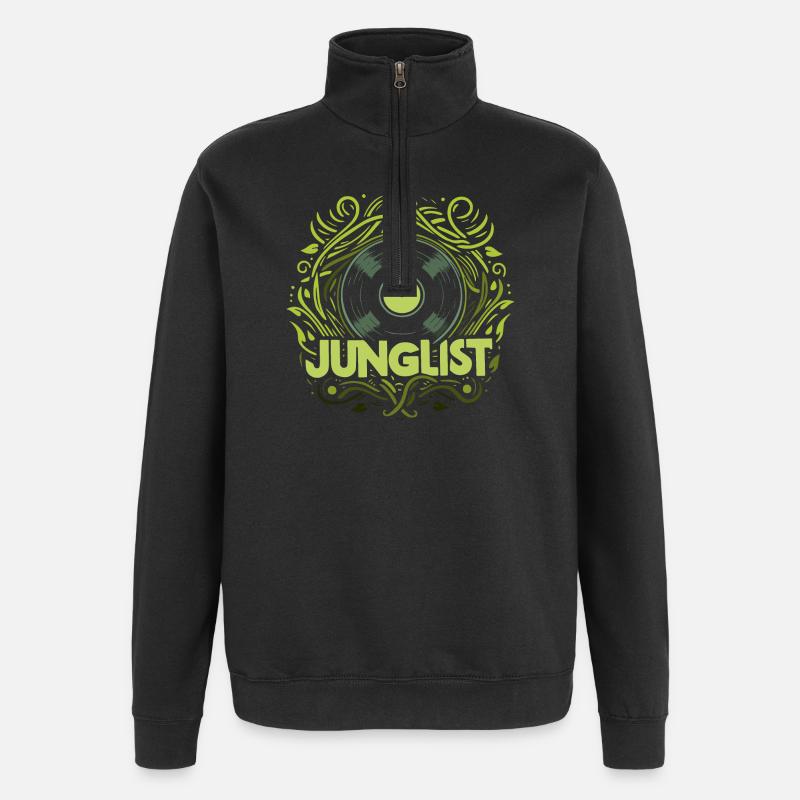 Junglist-Schallplatte - Quarter-Zip-Sweatshirt - Schwarz