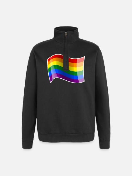 Rainbow Wave Energy Shimmer - Quarter-Zip Sweatshirt - black