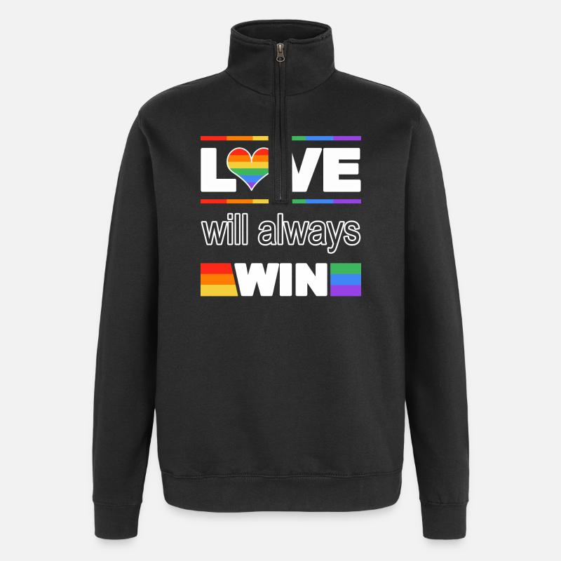 Love Wins Pride Heart - Quarter-Zip Sweatshirt - black