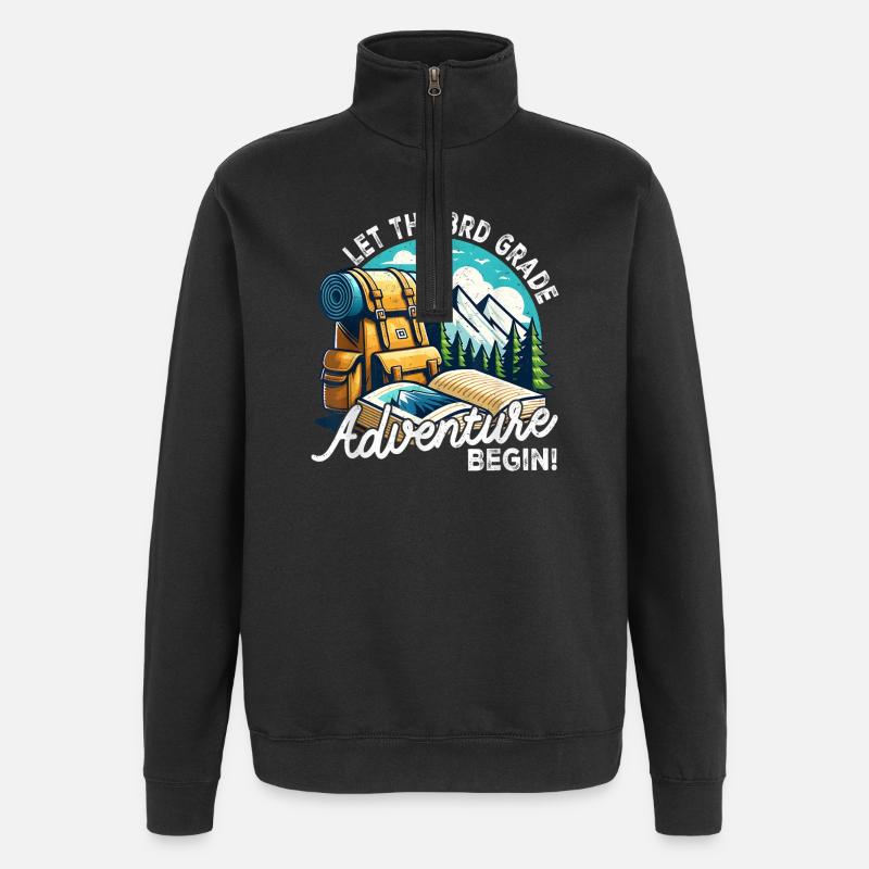 Third Grade Adventure Begins - Quarter-Zip Sweatshirt - black