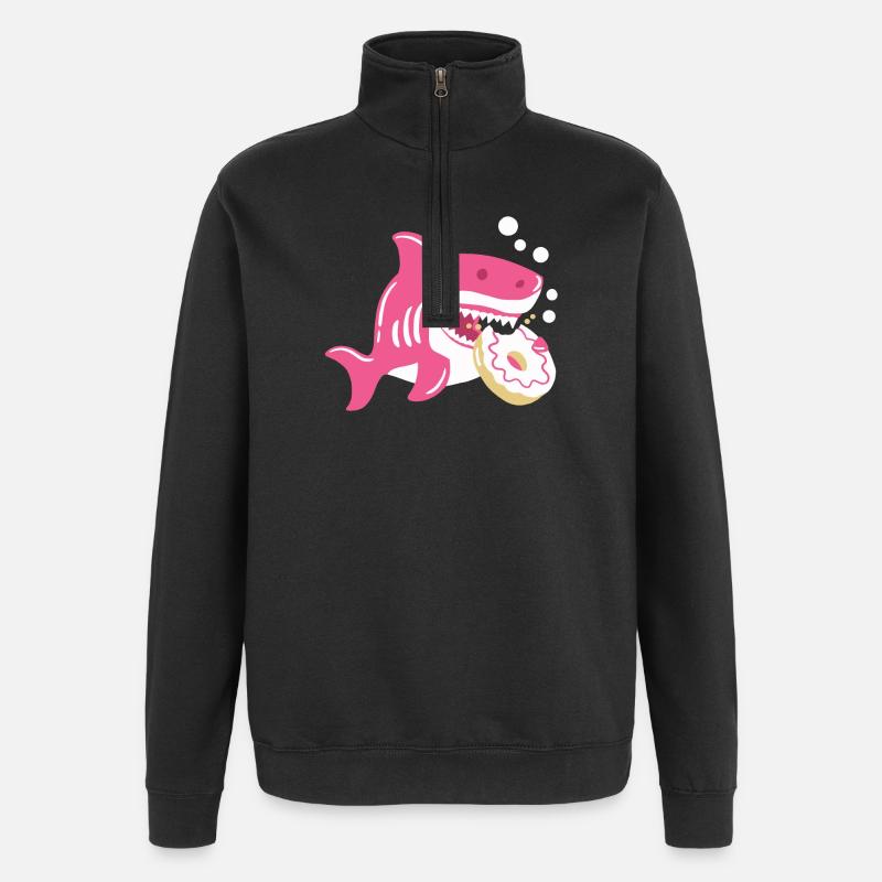 Donut und Hai - Quarter-Zip-Sweatshirt - Schwarz