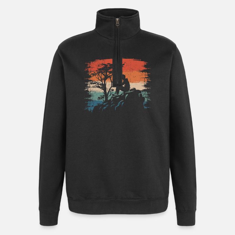 Sunset Cliff Silhouette - Quarter-Zip Sweatshirt - black