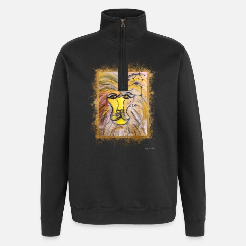 Löwe Sternzeichen Illustration - Quarter-Zip-Sweatshirt - Schwarz