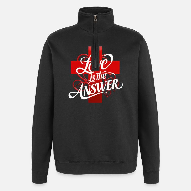 L’amour est la réponse Lettrage - Sweat à zip 1/4 - noir