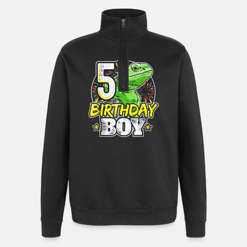 Dino 5e anniversaire garçon - Sweat à zip 1/4 - noir