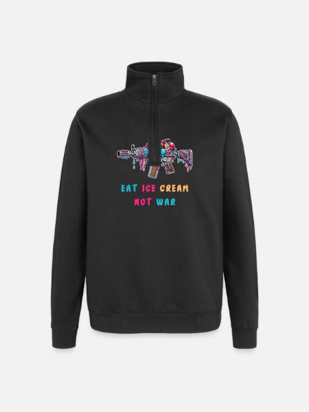 Eiscreme statt Krieg - Quarter-Zip-Sweatshirt - Schwarz