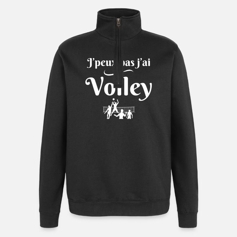 volley, volleyball, club de volley - Sweat à zip 1/4 - noir