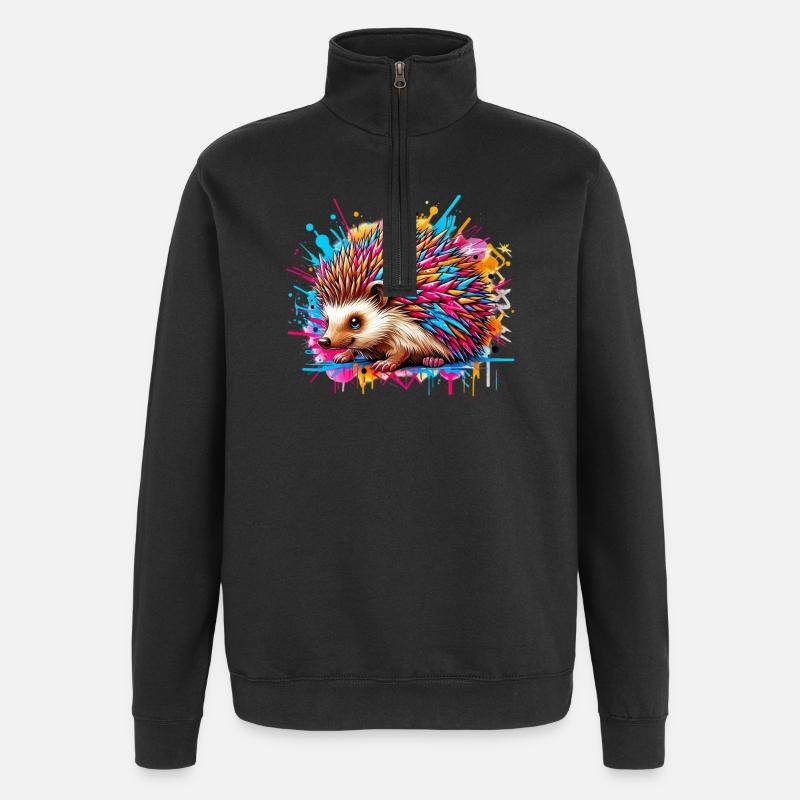 Hedgehog - Quarter-Zip Sweatshirt - black