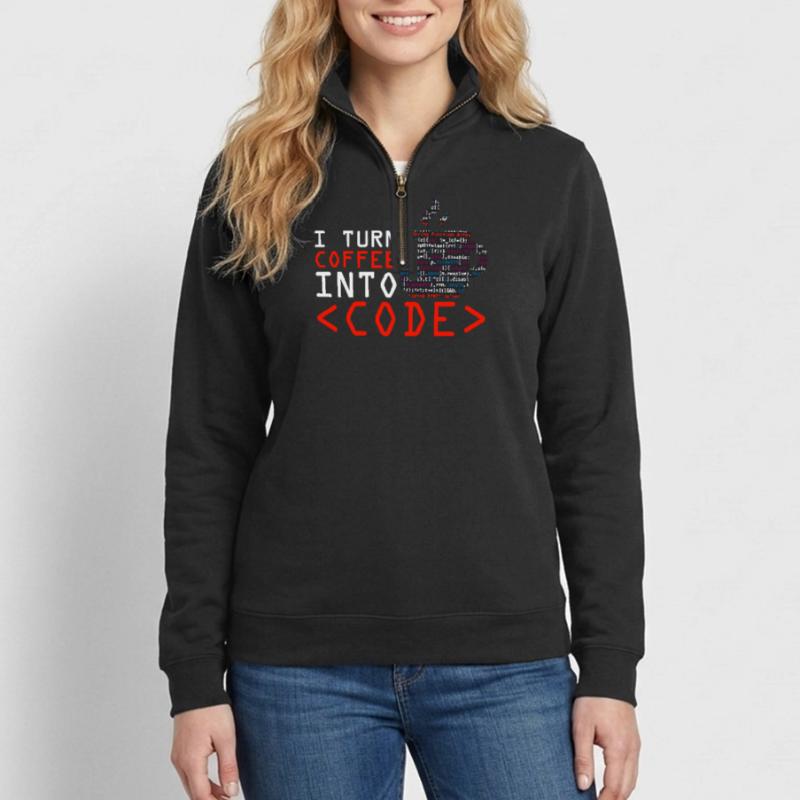 Programmers generate code from coffee Quarter-Zip Sweatshirt
