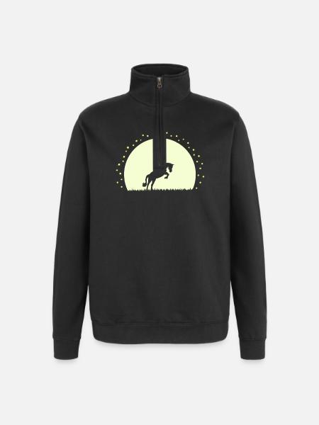 Silhouette Cheval Équestre Nocturne - Sweat à zip 1/4 - noir