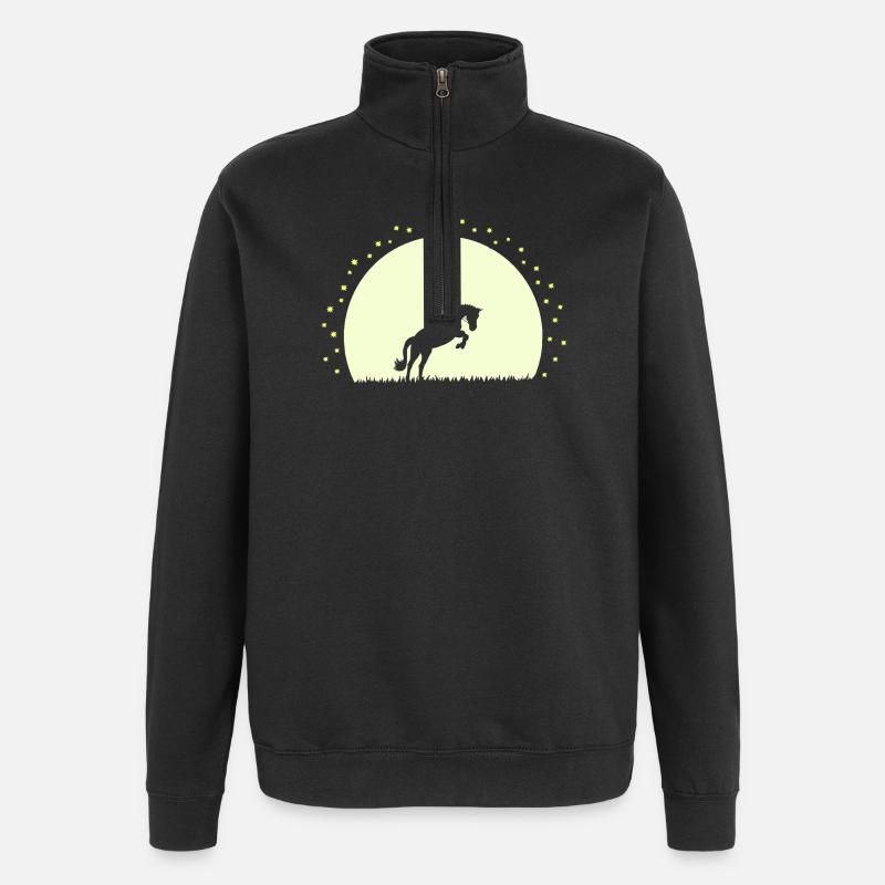 Silhouette Cheval Équestre Nocturne - Sweat à zip 1/4 - noir