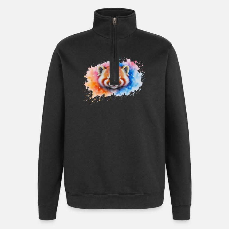 Aquarelle Red Panda Splash - Sweat à zip 1/4 - noir