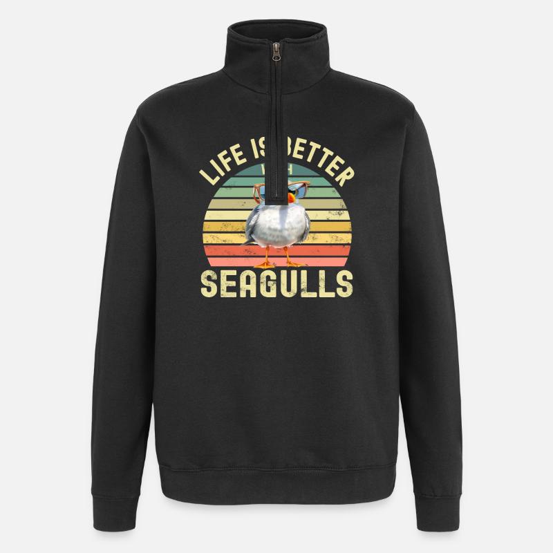 Seagulls - Quarter-Zip Sweatshirt - black