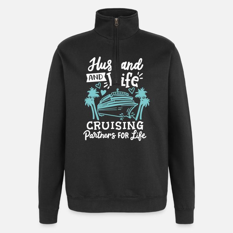 Ehemann Ehefrau Kreuzfahrt Urlaub - Quarter-Zip-Sweatshirt - Schwarz