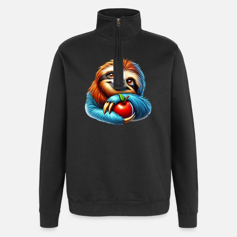 Paresseux à la pomme rouge - Sweat à zip 1/4 - noir