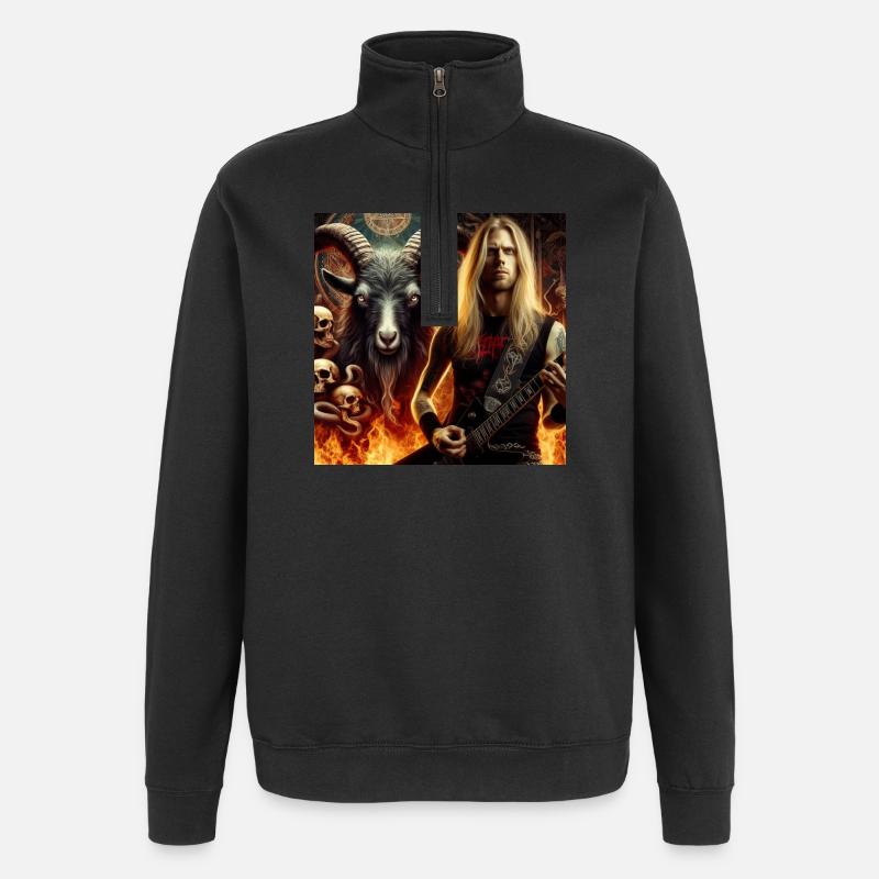 Guitariste infernal - Sweat à zip 1/4 - noir