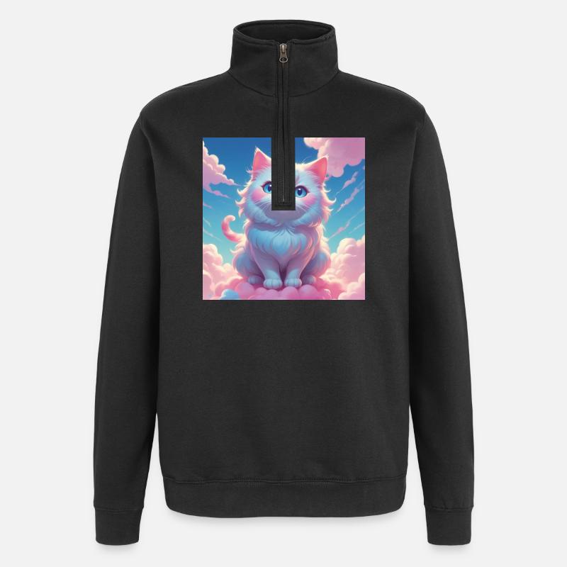 Kätzchen - Quarter-Zip-Sweatshirt - Schwarz