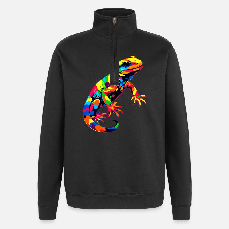 Salamander Molch Schwanzlurch Feuersalamander - Quarter-Zip-Sweatshirt - Schwarz