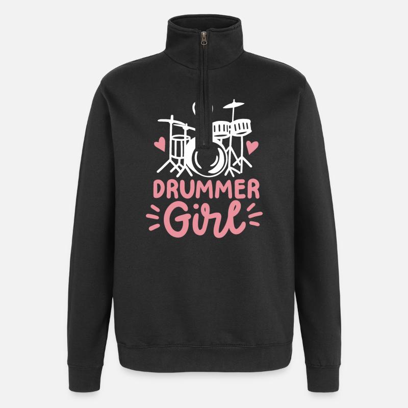 Schlagzeugerin Schlagzeug - Quarter-Zip-Sweatshirt - Schwarz