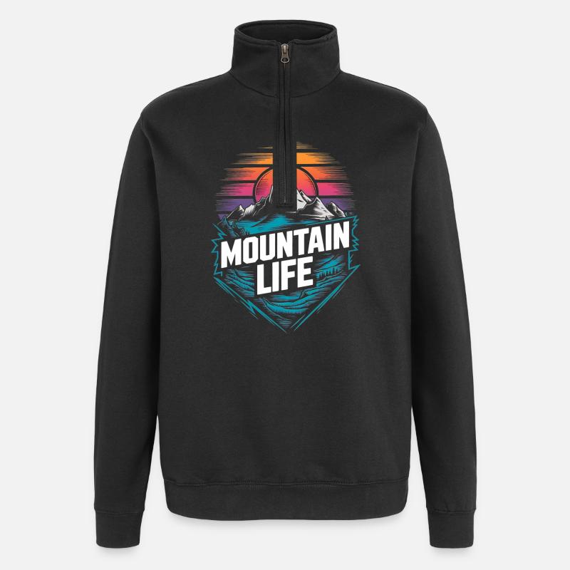 Energetic Mountains and Sunset - Quarter-Zip Sweatshirt - black