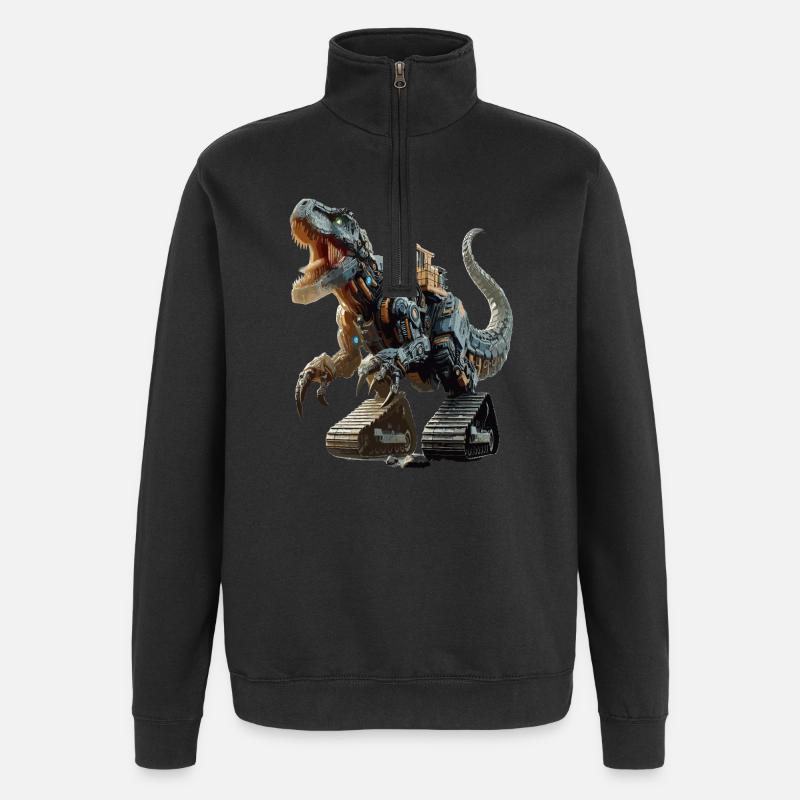 Excavator T-Rex Dinosaur - Quarter-Zip Sweatshirt - black