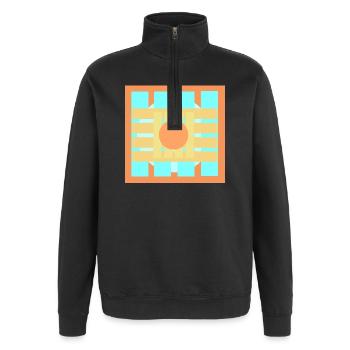 Conception de motifs de jeux de couleurs - Sweat à zip 1/4 - noir - Devant - AI Model Female 172 light (172cm) & AI Model Male 178 dark (178cm)
