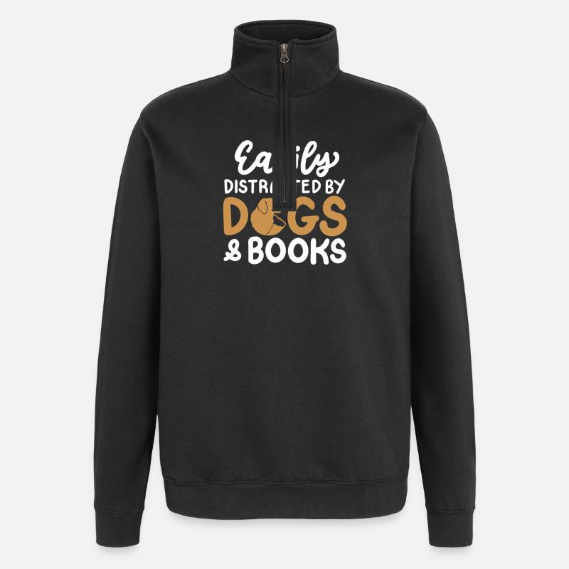 Hundebesitzer Buchliebhaber - Quarter-Zip-Sweatshirt - Schwarz