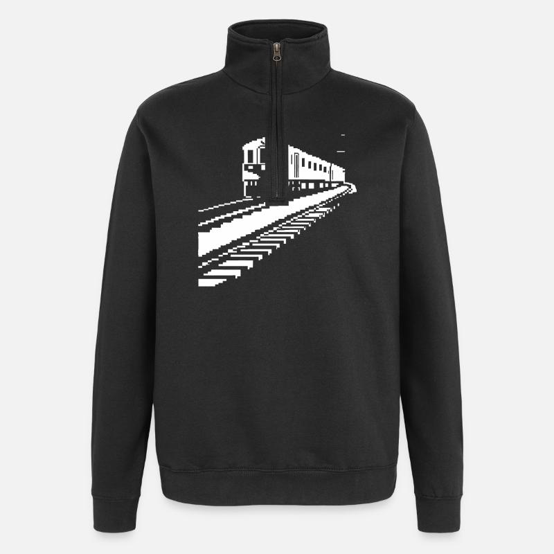 Chemin de fer Pixel Art - Sweat à zip 1/4 - noir