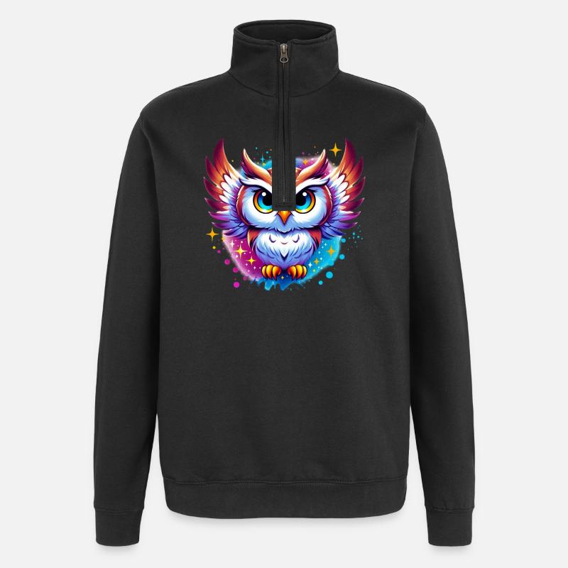 Owl - Quarter-Zip Sweatshirt - black