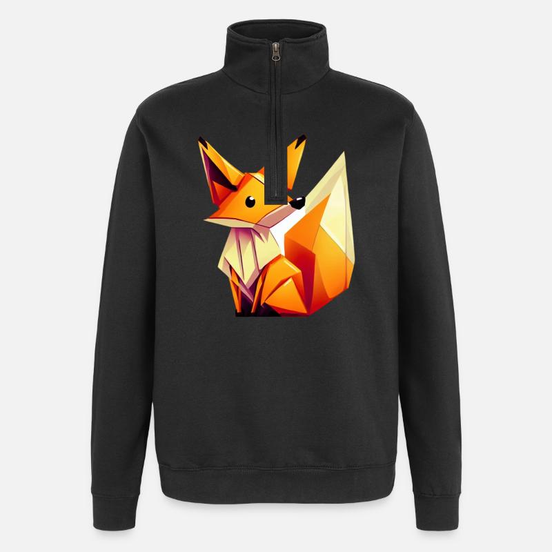 Fox - Quarter-Zip Sweatshirt - black