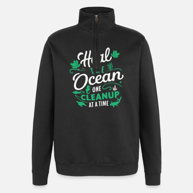 Ocean Save Purification Step - Quarter-Zip Sweatshirt - black