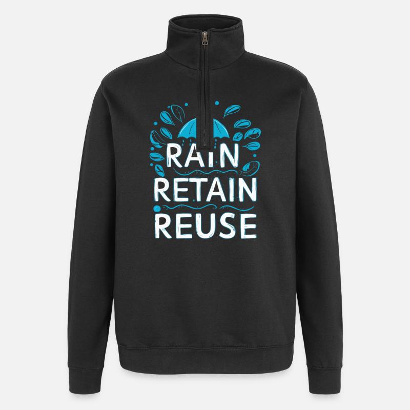 Rain Keep Reuse - Quarter-Zip Sweatshirt - black