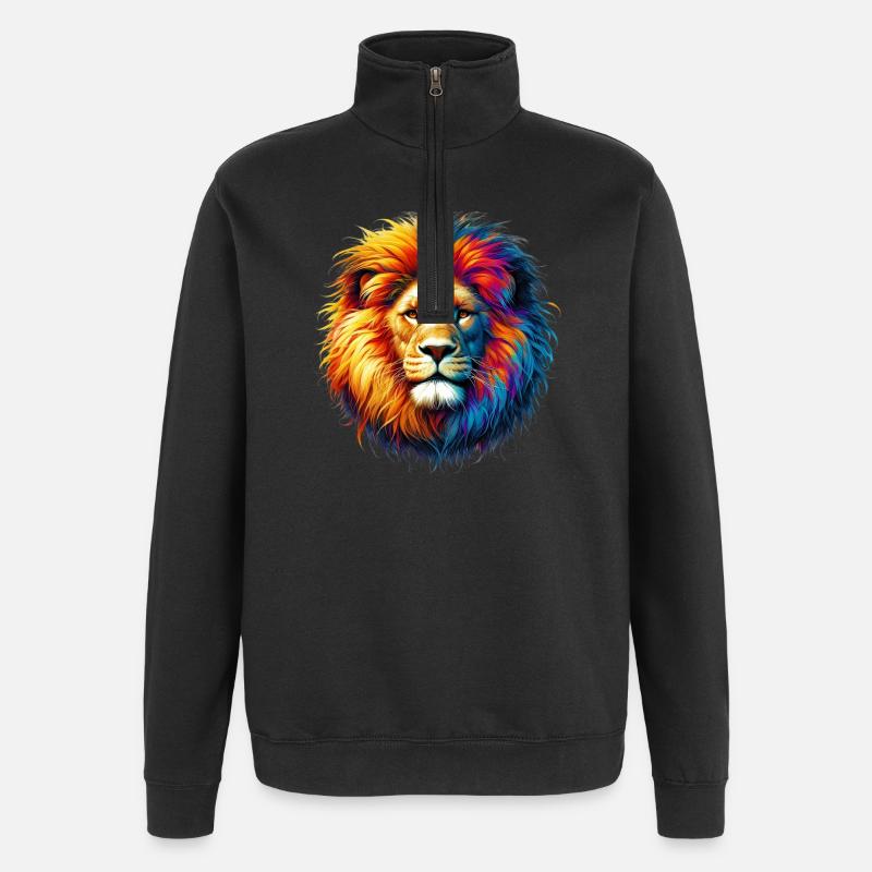 Löwe - Quarter-Zip-Sweatshirt - Schwarz