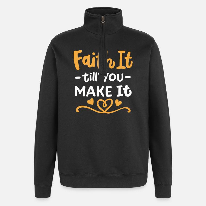 Christlicher Glaube Inspirierend - Quarter-Zip-Sweatshirt - Schwarz