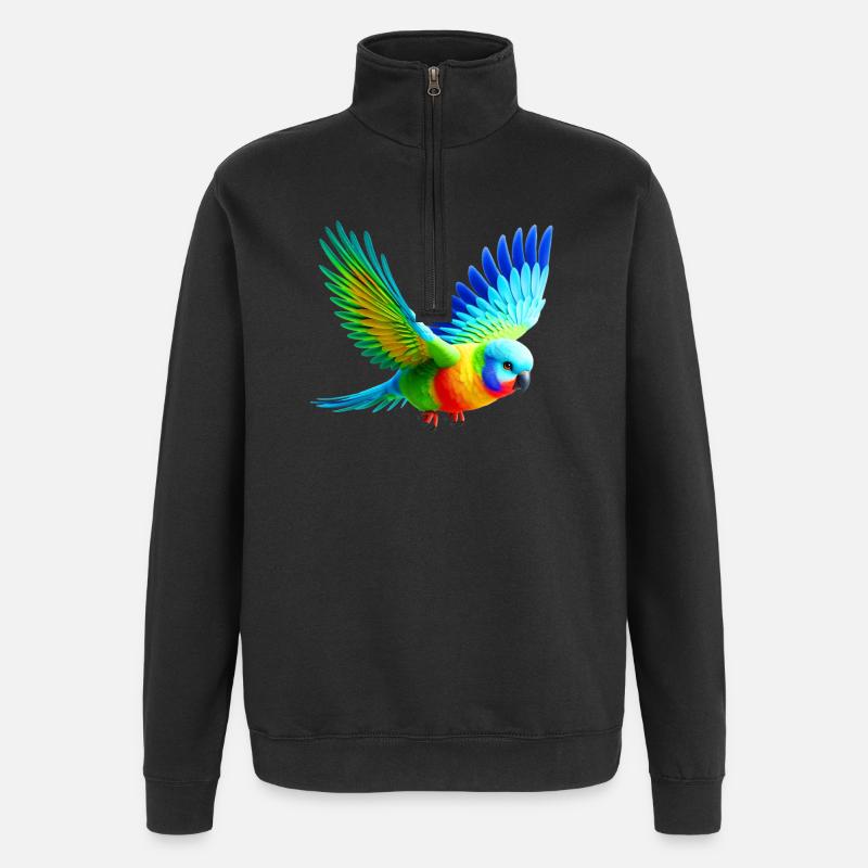 Perruche arc-en-ciel (03) - Sweat à zip 1/4 - noir