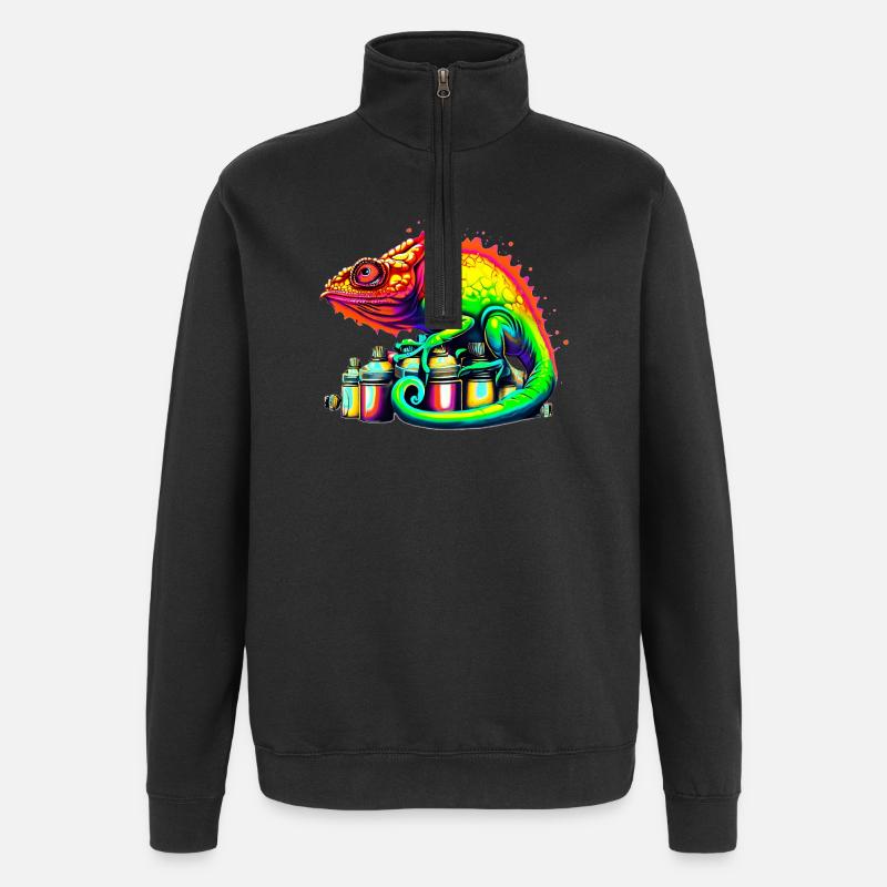 Caméléon - Sweat à zip 1/4 - noir