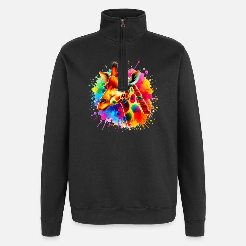 Giraffe - Quarter-Zip-Sweatshirt - Schwarz